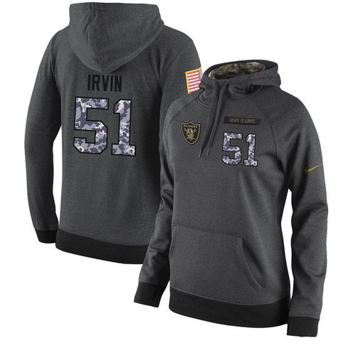 NFL Women's Nike Oakland Raiders #51 Bruce Irvin Stitched Black Anthracite Salute to Service Player Performance Hoodie